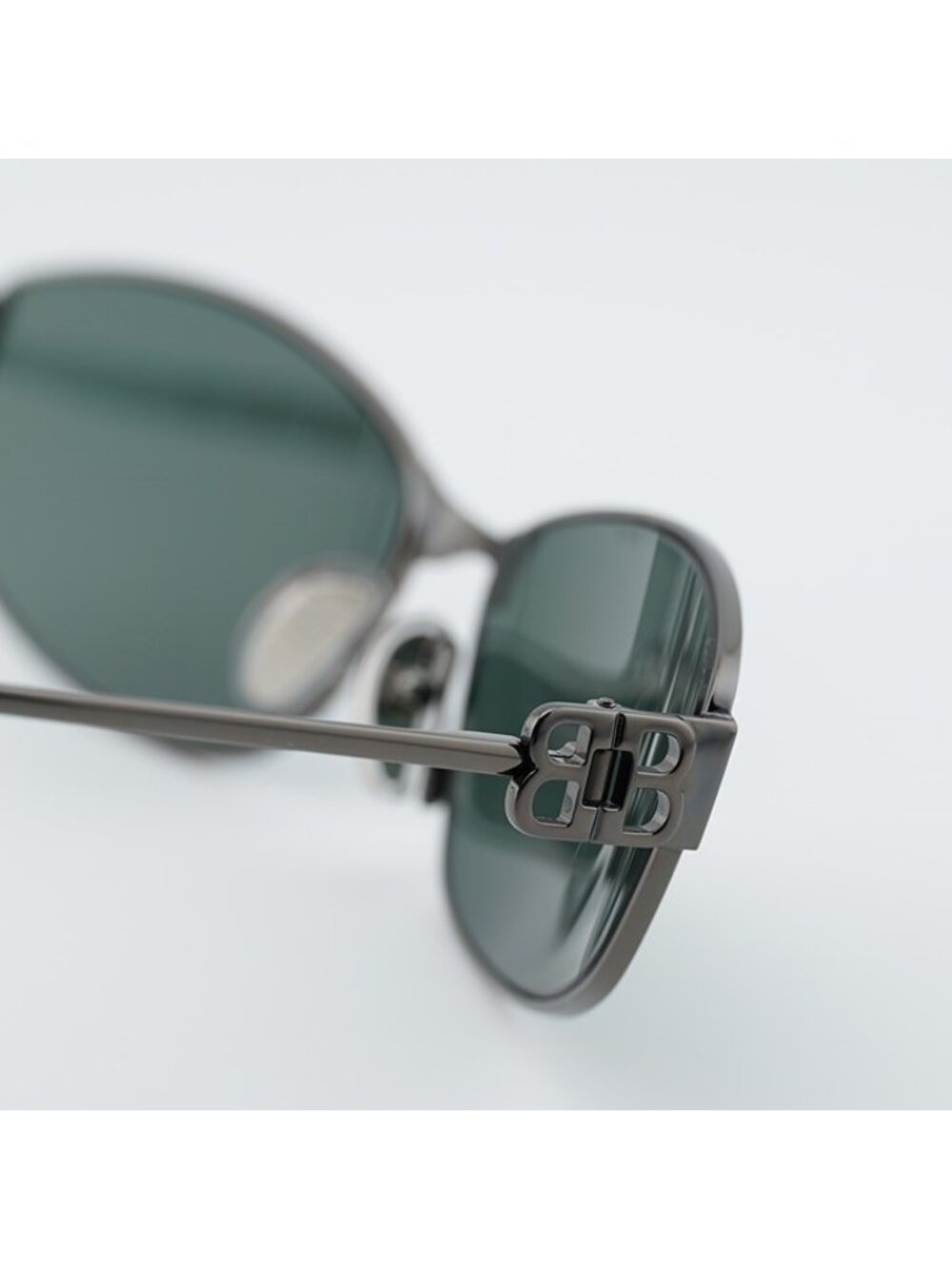 Balenciaga BB0336S 005 Unisex Sunglasses Grey Oval Frame, Green Lenses - Picture 7 of 11